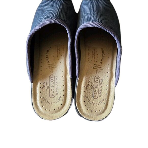 FLY FLOT Mesh Clogs Mules 39 US 8.5 Slip on Made in Italy Comfort Blue Shoe - Picture 4 of 7